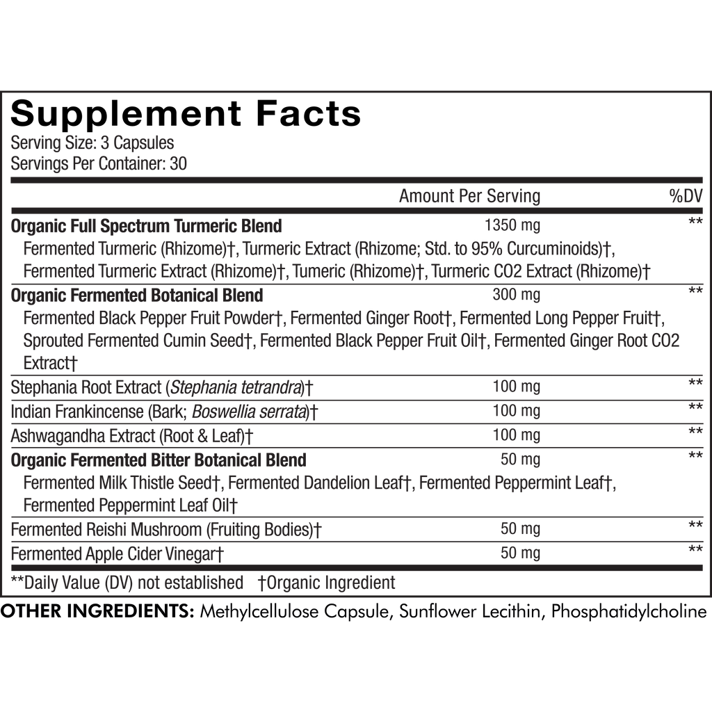 Codeage Liposomal Turmeric Supplement Facts